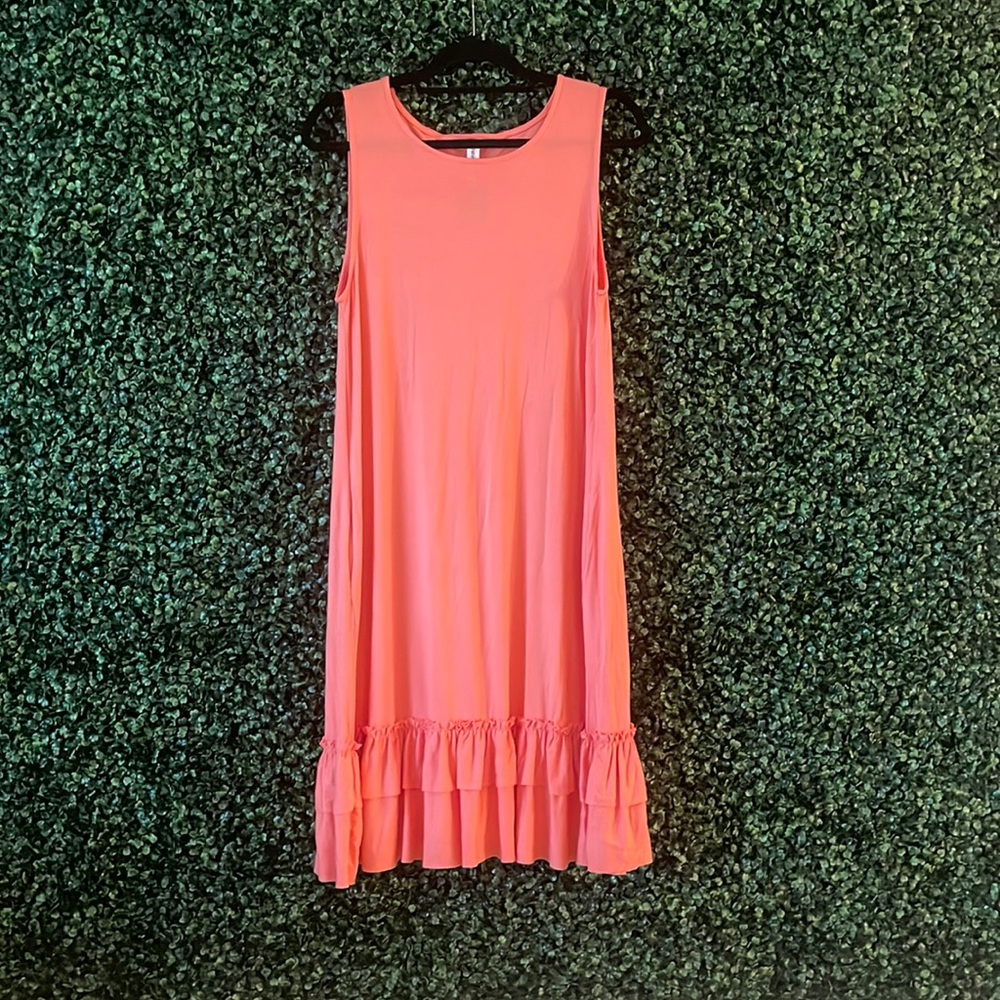 Coral relaxed fit dress with pockets